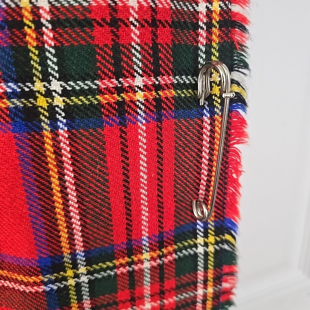 Jedburgh Kiltmakers Scotland Kilt Wrap Skirt Women's‎ 12 Red Plaid Wool blend - Picture 4 of 7